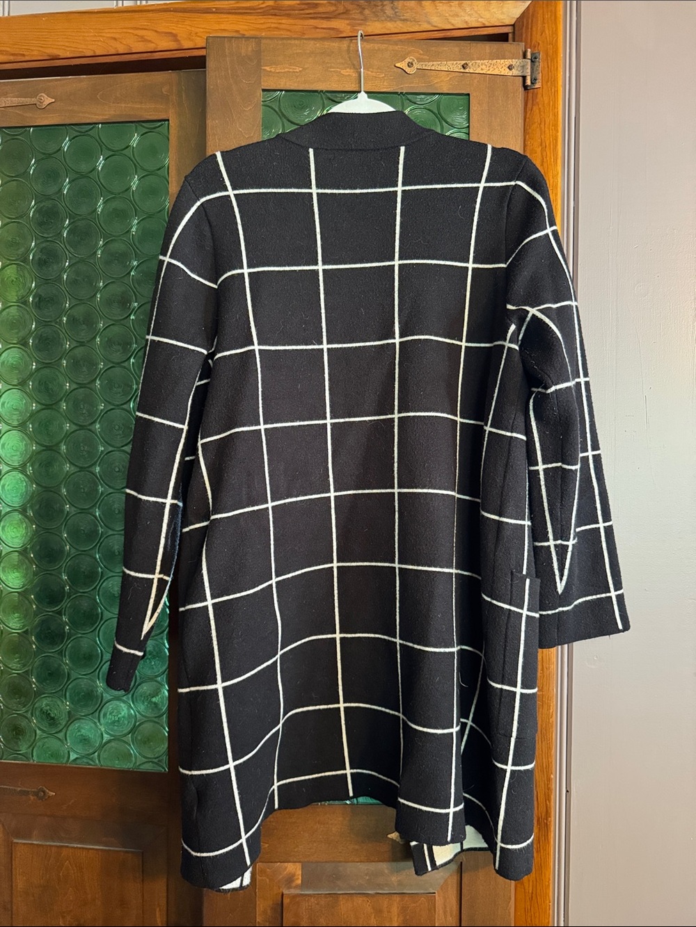 Tahari Black and White Windowpane Open-Front Coatigan - Picture 6 of 6